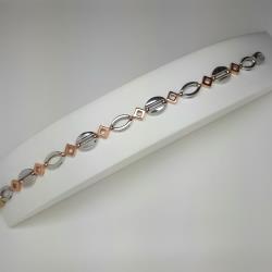 9ct 2 tone white and rose gold bracelet