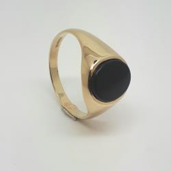 9ct yellow gold gents oval onyx ring