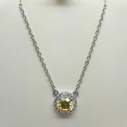 Sterling silver round yellow citrine pendant