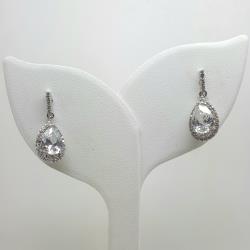 Sterling silver pear shape drop earrings